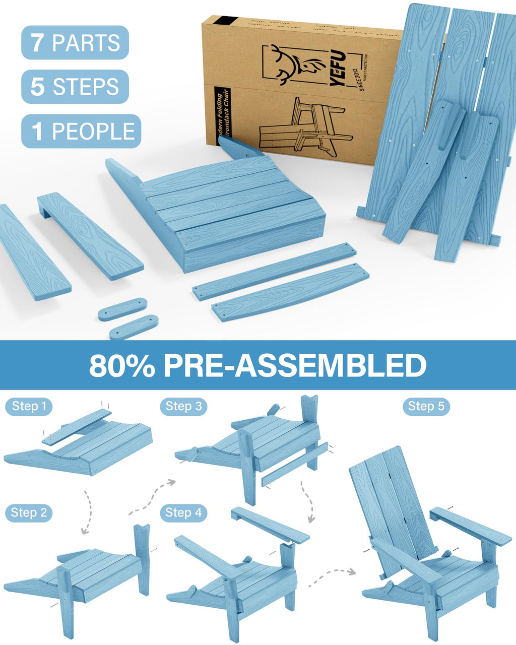 Oversize Folding Plastic Adirondack Chairs Set of 2 D24084