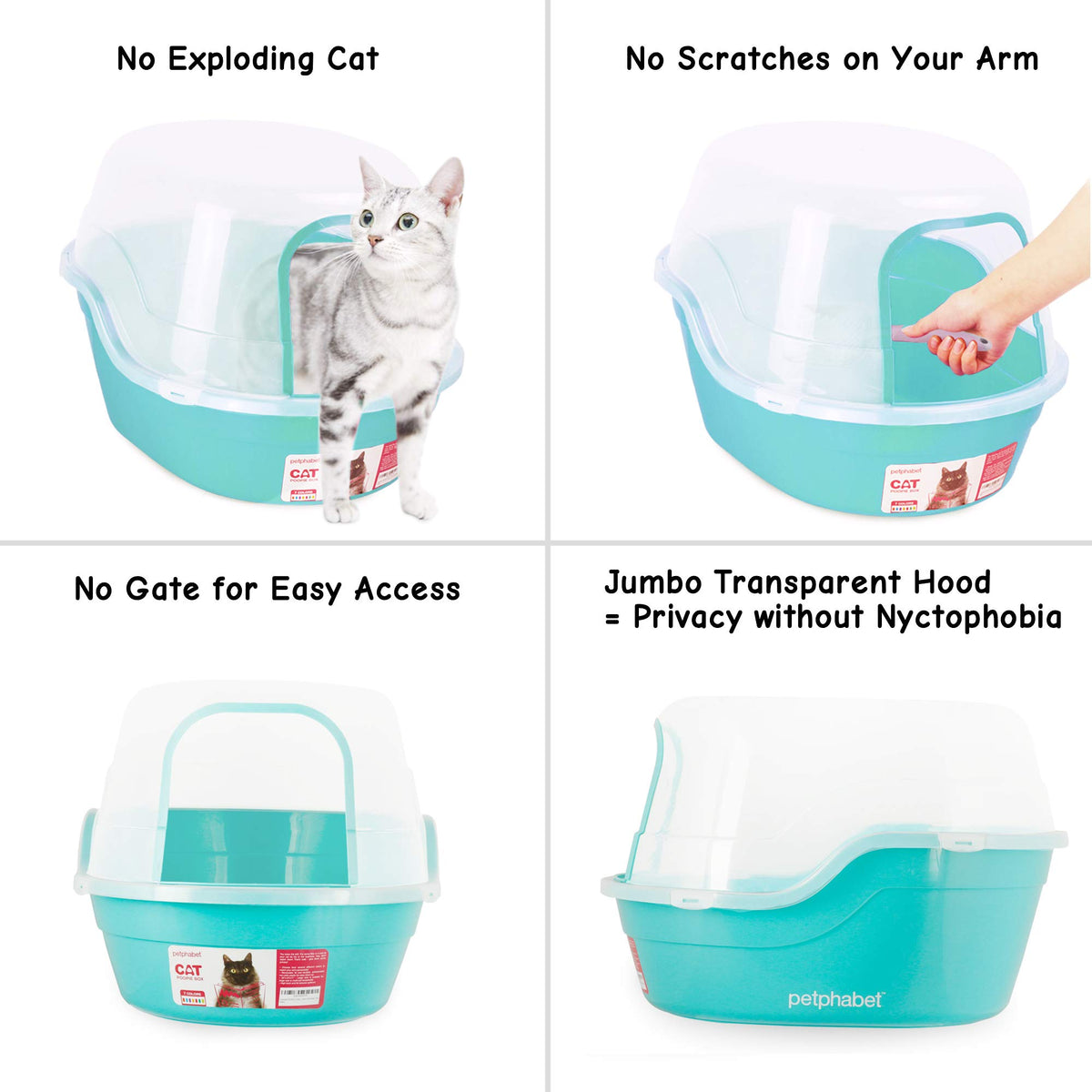 Jumbo Extra Large Teal Hooded Cat Litter Box Z619002