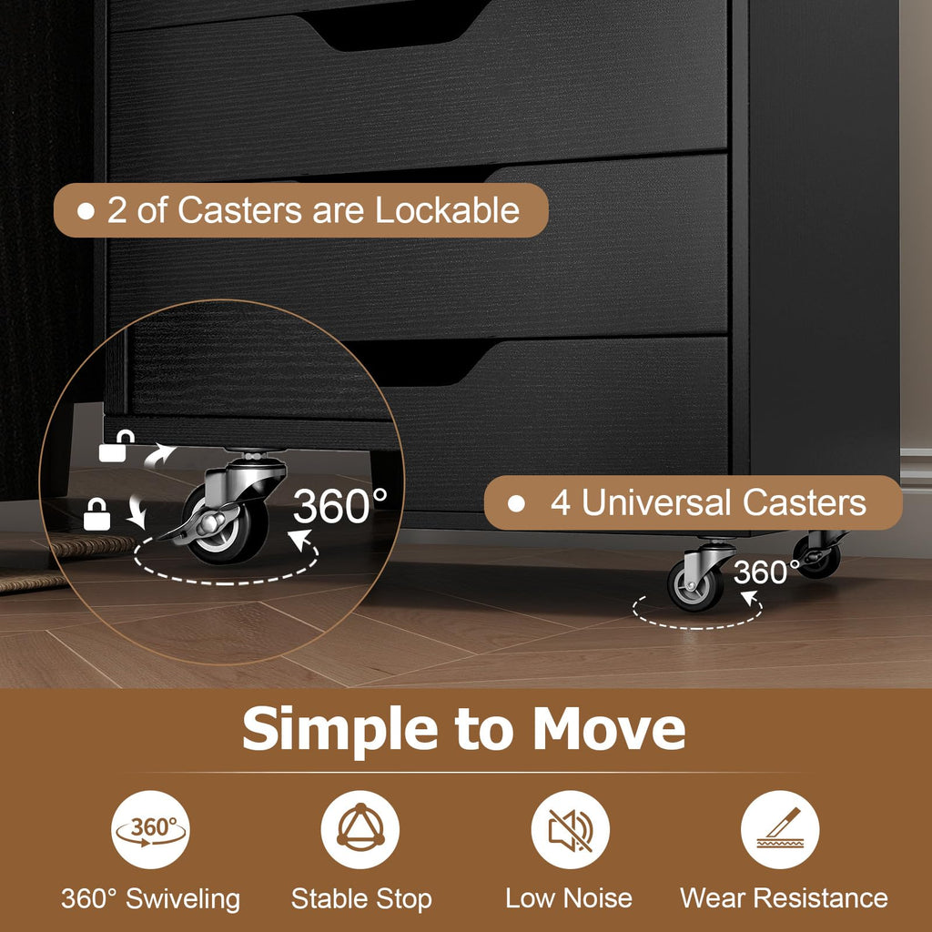 7 Drawer Wooden Storage Cabinet with Casters S927