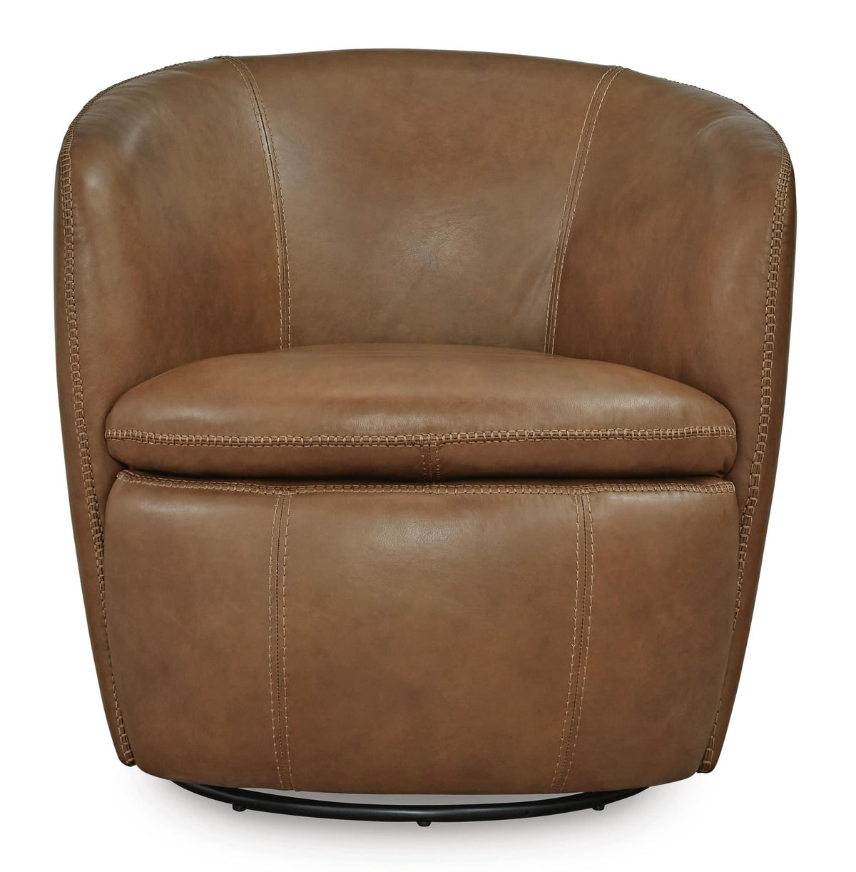 Top Grain Leather Swivel Barrel Chair P398330