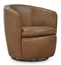 Top Grain Leather Swivel Barrel Chair P398330