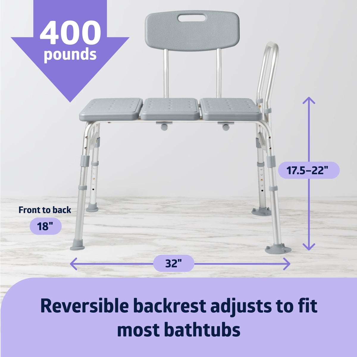Adjustable Transfer Bench with Slip-resistant Feet D904