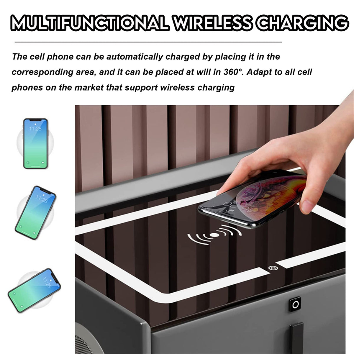 3-Color LED Nightstand with Wireless Charging Station and USB J2911
