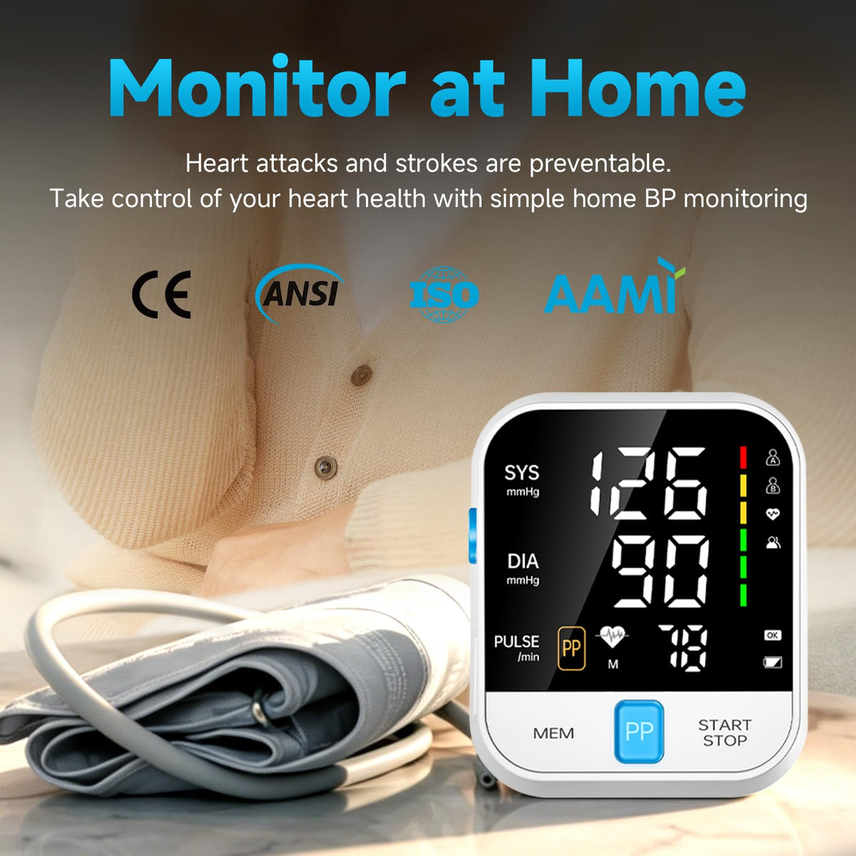 Automatic Upper Arm Blood Pressure Monitor with Large Cuff J430124