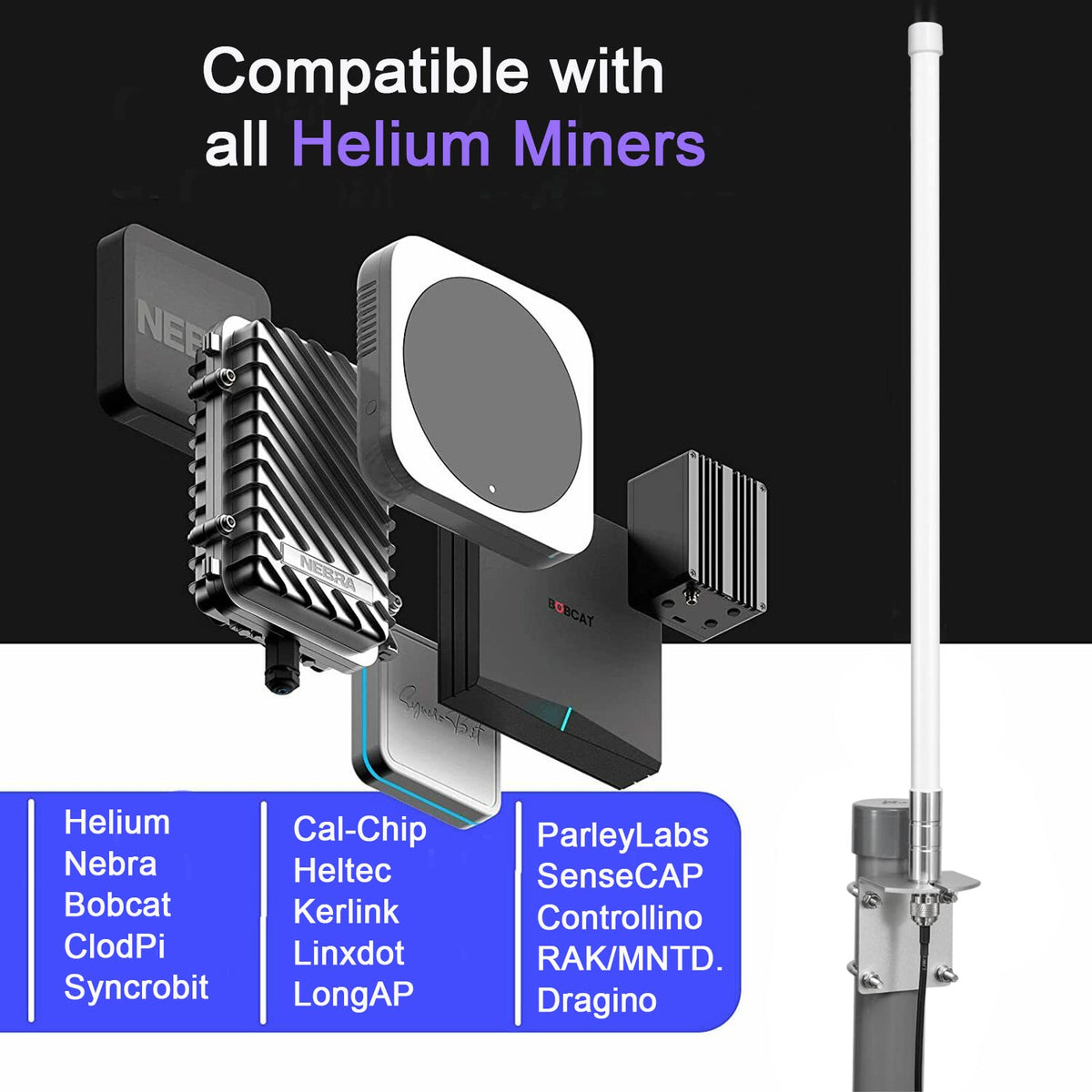 Waterproof 8dBi Omni-Directional Glass Fiber LoRaWan 915MHz Antenna with 5M Cable R370158