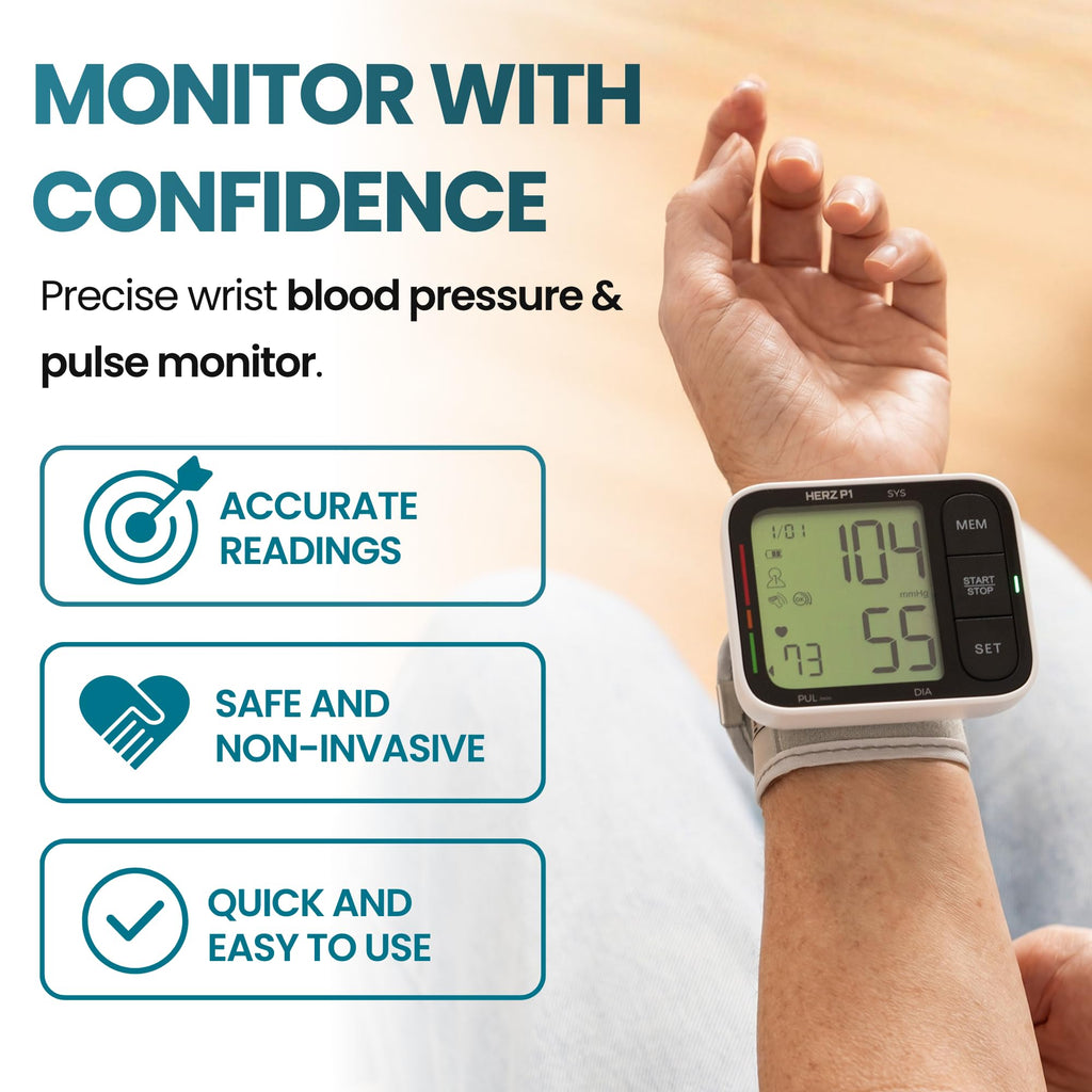 Wrist Blood Pressure Monitor with Large LCD Display and Adjustable Cuff U9357