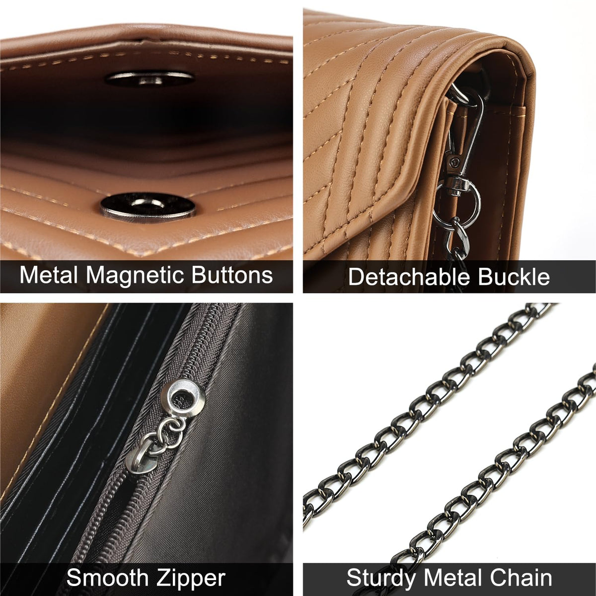 Small Leather Quilted Crossbody Bag with Chain Strap P2365