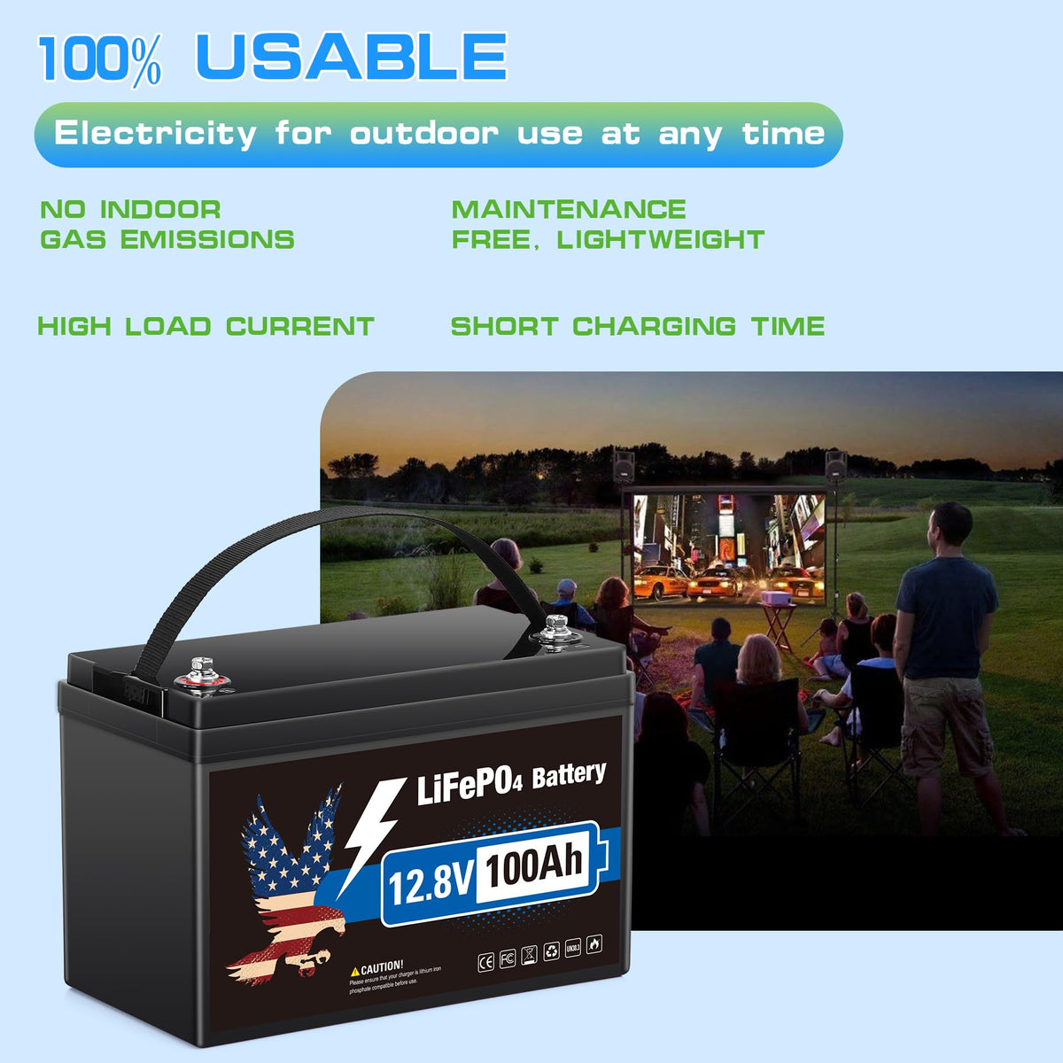 12V 100Ah LiFePO4 Lithium Battery Group 31 O487328
