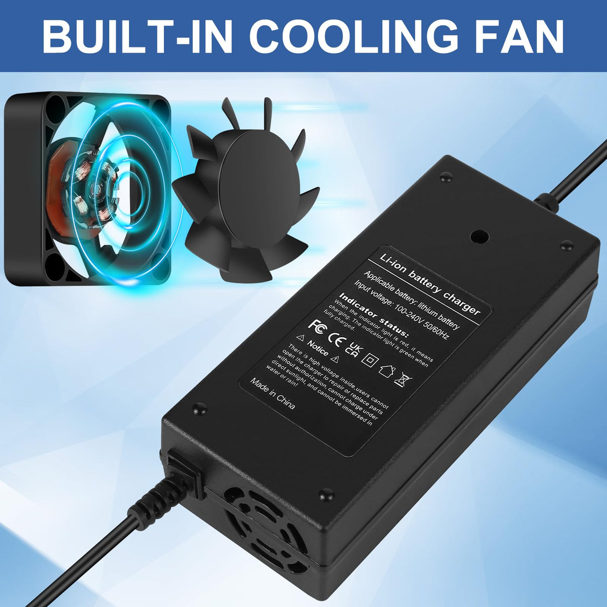 54.6V 2A 3 Prong Scooter Charger for 48V Lithium Battery Z533575
