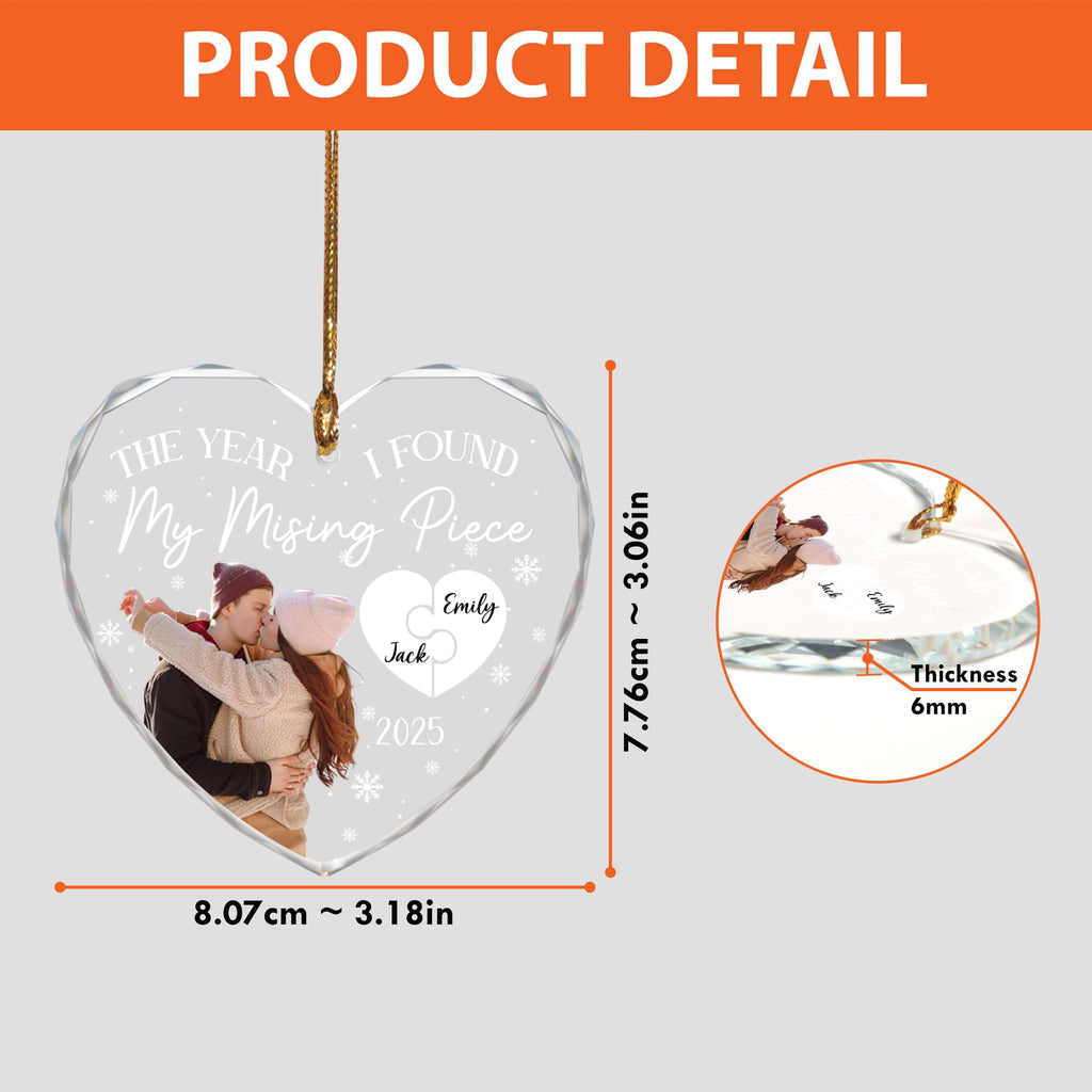 Personalized Couple Heart Glass Ornament Y698