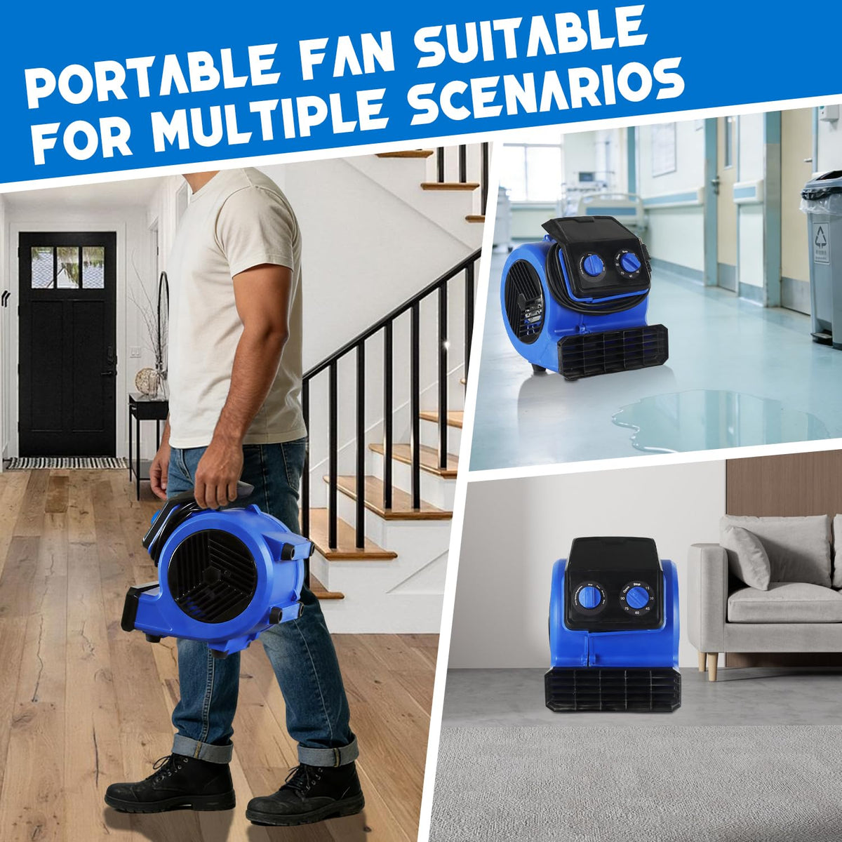 1/4HP 600CFM 3 Speeds Air Mover Fan E2731