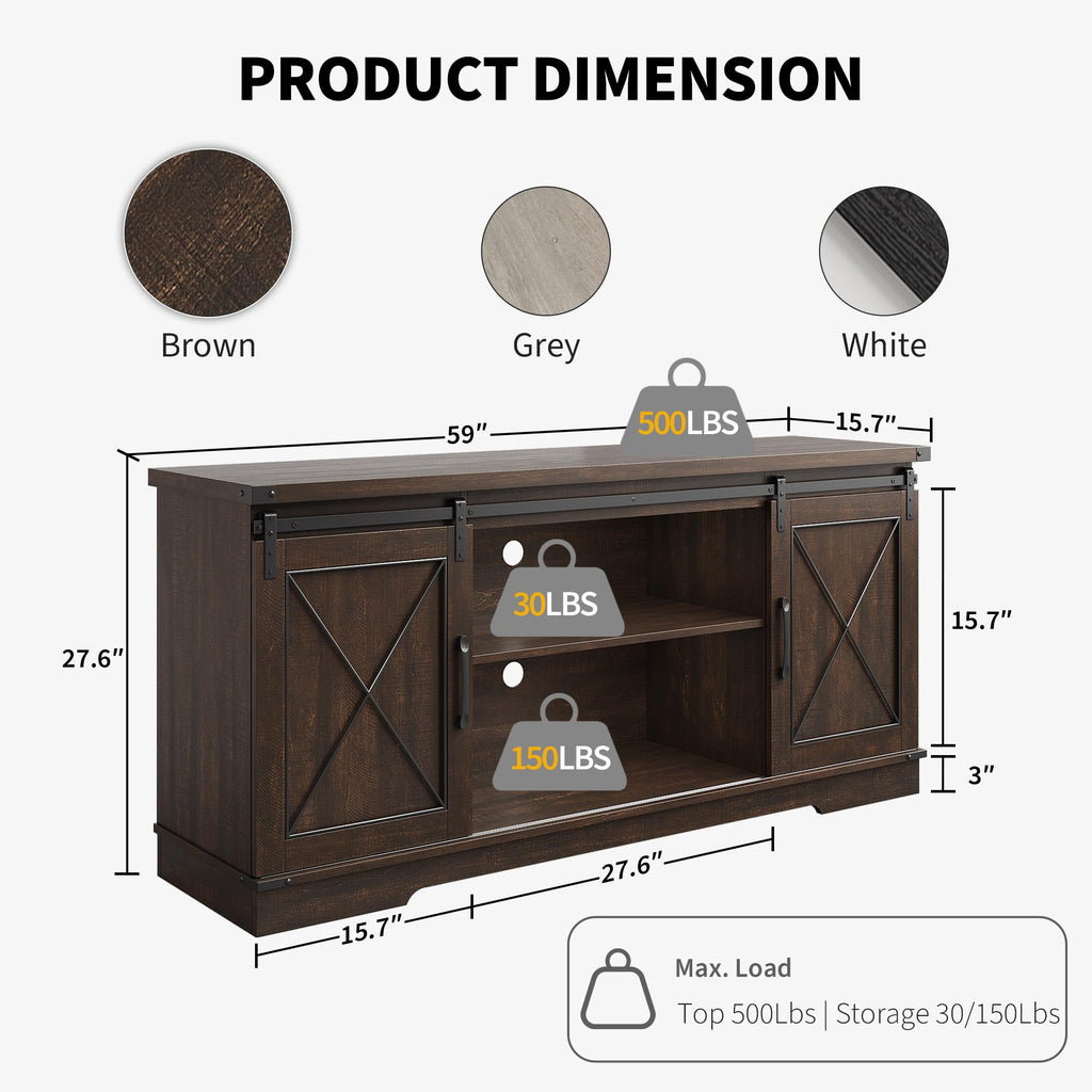 59" Brown Farmhouse TV Stand K53293
