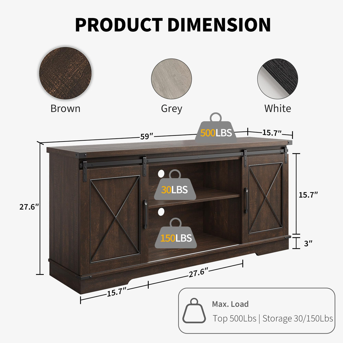 59" Brown Farmhouse TV Stand K53293