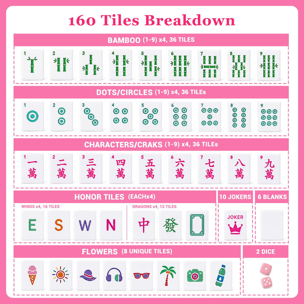 Pink Mini Travel Mahjong Tile Set with Racks and Bag G47350