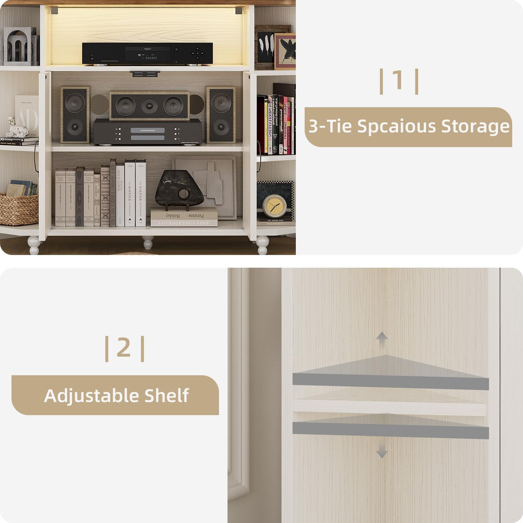 White Corner TV Stand with Storage D509552