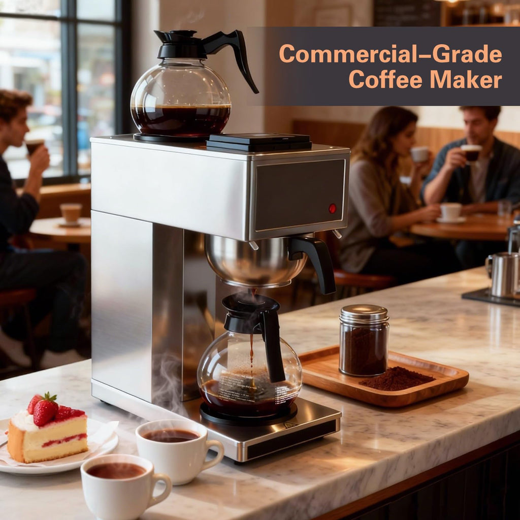 12-Cup Commercial Drip Coffee Maker with 2 Carafes T765
