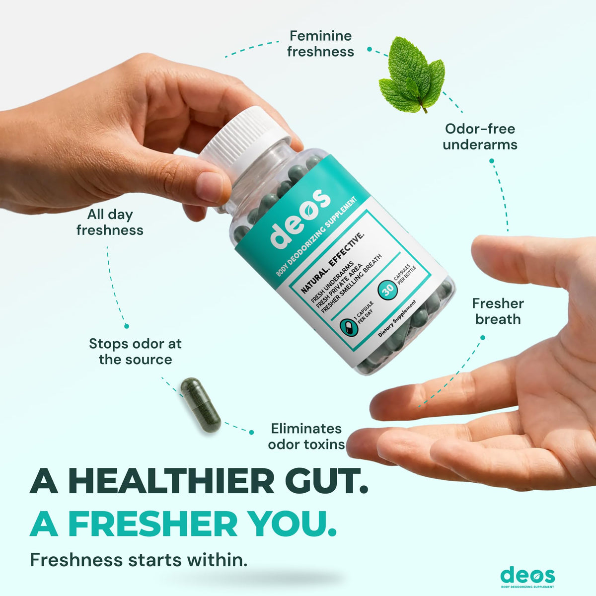 Internal Deodorant Supplement Capsules 30 Pcs I67198