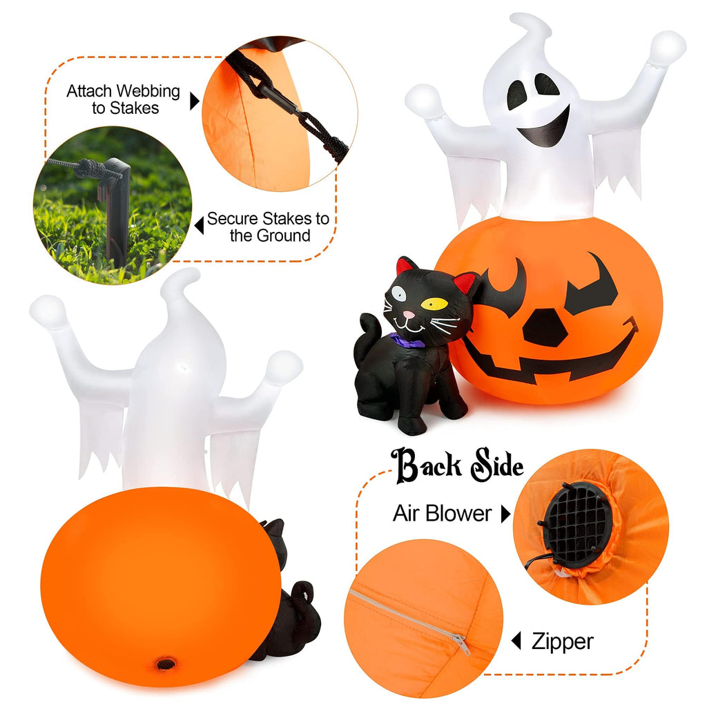 5 FT Halloween Inflatables Outdoor Ghost Pumpkin Black Cat Decor H139