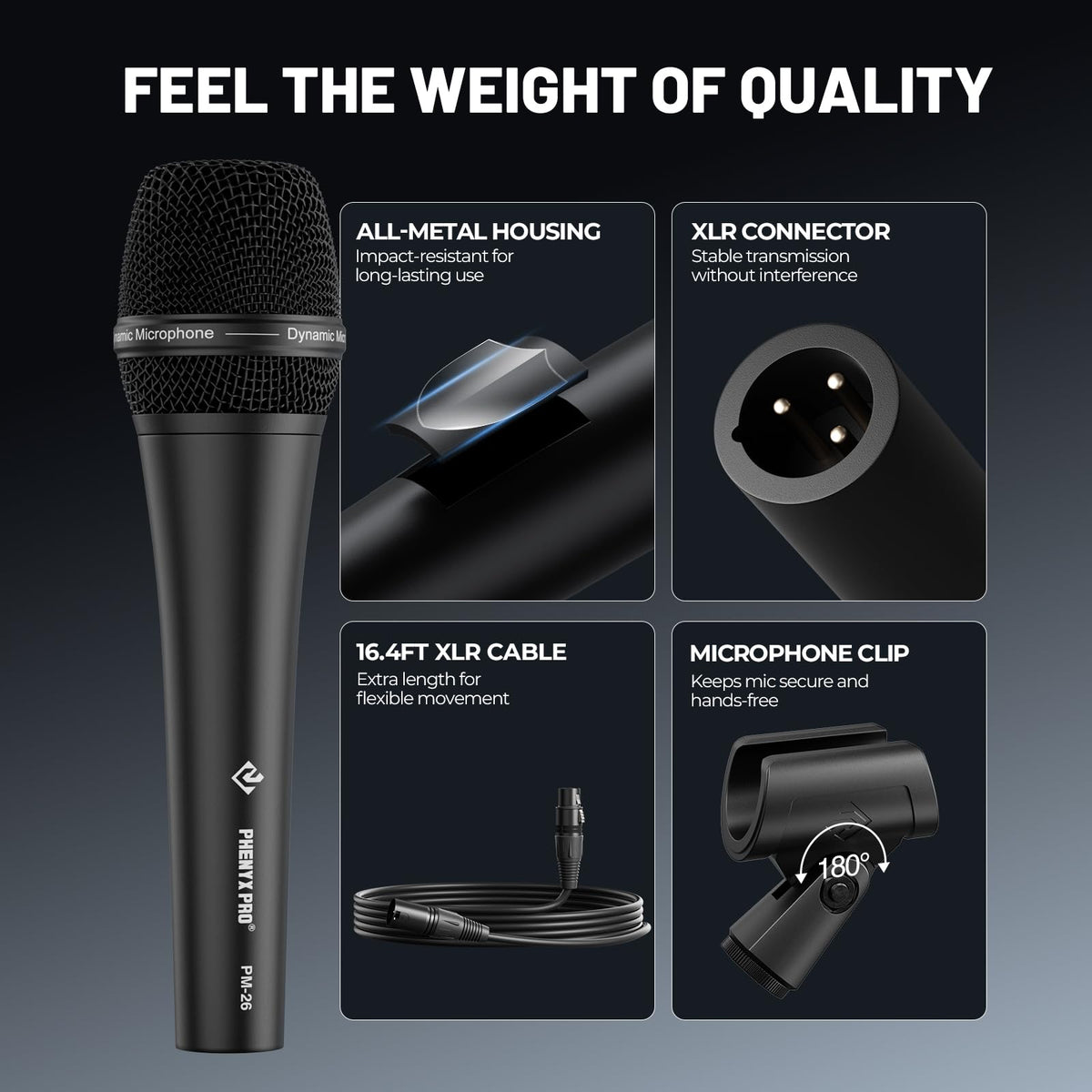 Supercardioid Dynamic Vocal Microphone with XLR Cable P5037
