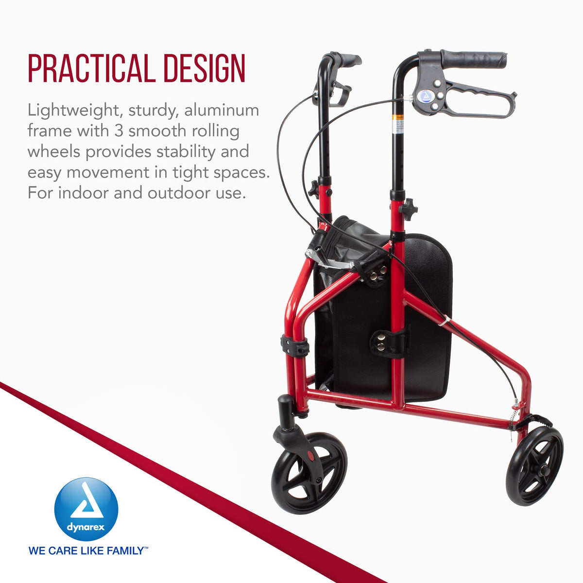 Foldable Lightweight 3-Wheel Rollator with Storage Pouch S293