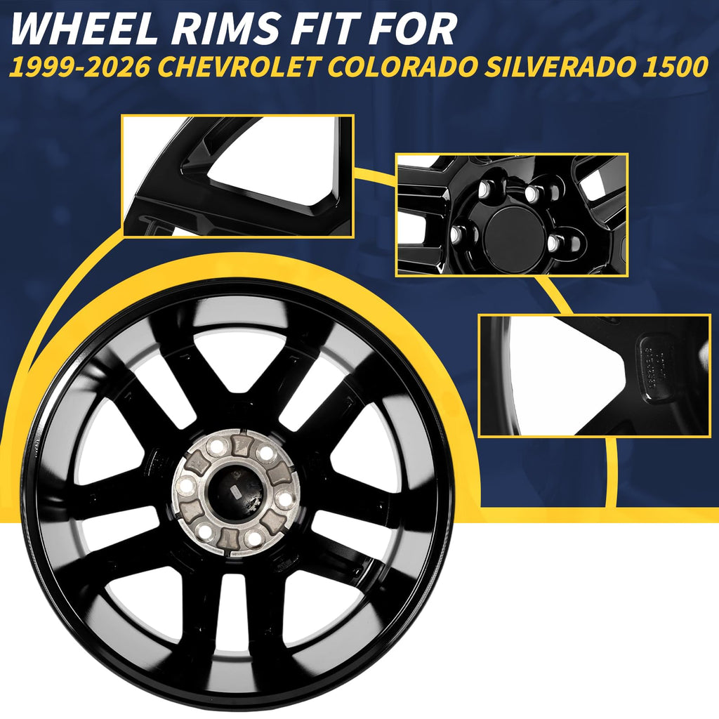 20" 20x9 Inch Gloss Black Aluminum Alloy Wheel Rim M878