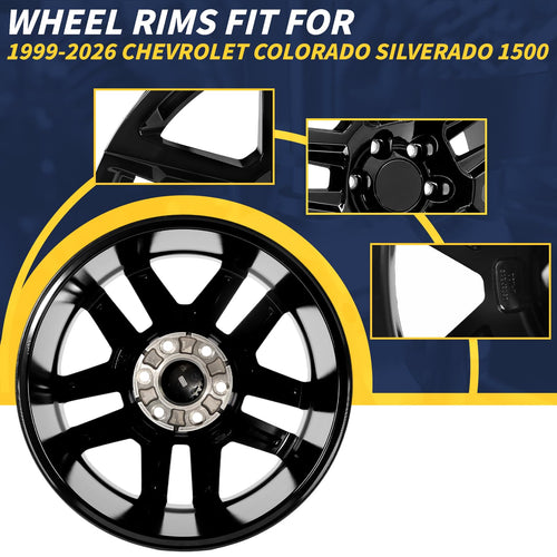 20" 20x9 Inch Gloss Black Aluminum Alloy Wheel Rim M878
