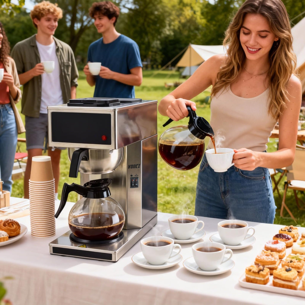 12-Cup Commercial Drip Coffee Maker with 2 Carafes T765
