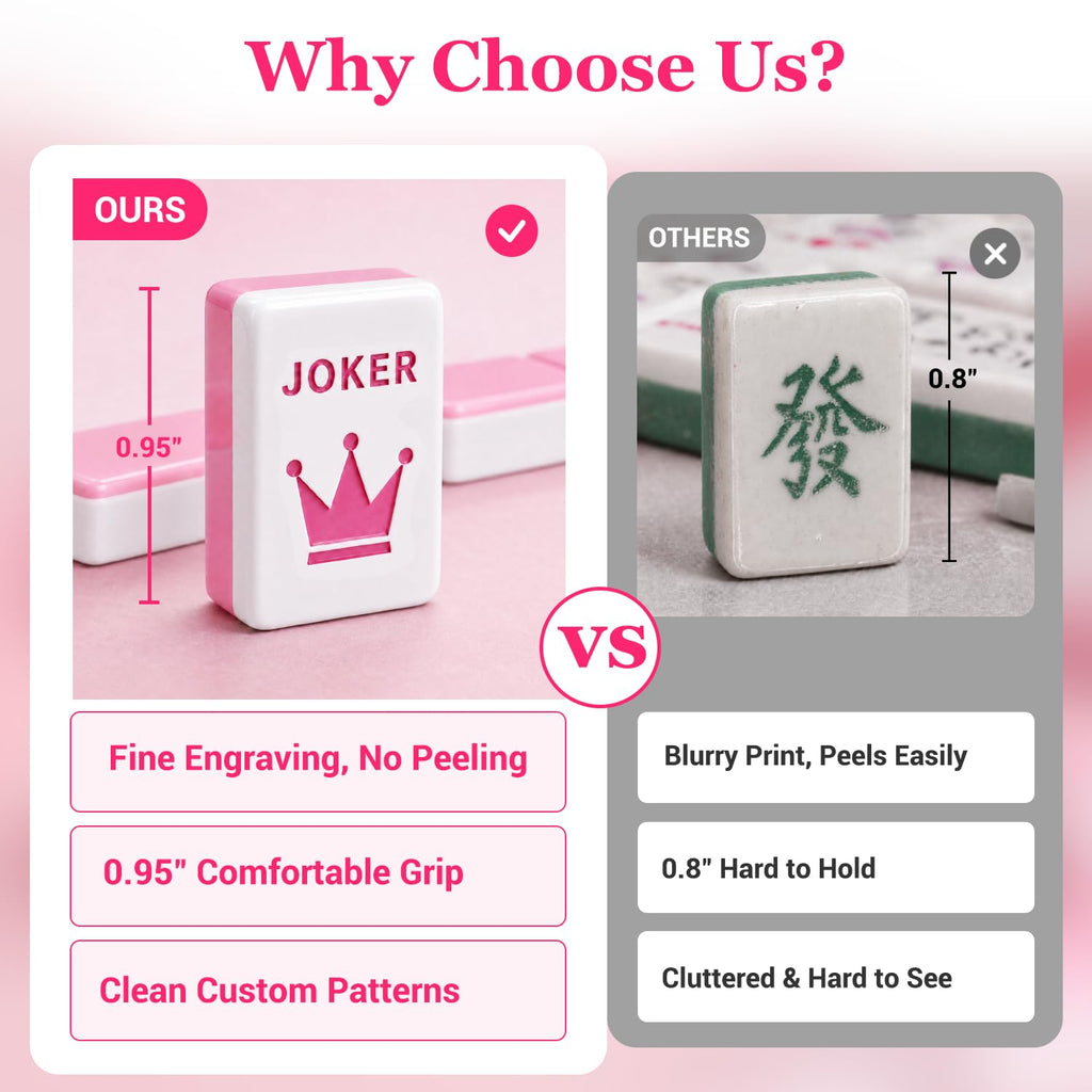 Pink Mini Travel Mahjong Tile Set with Racks and Bag G47350