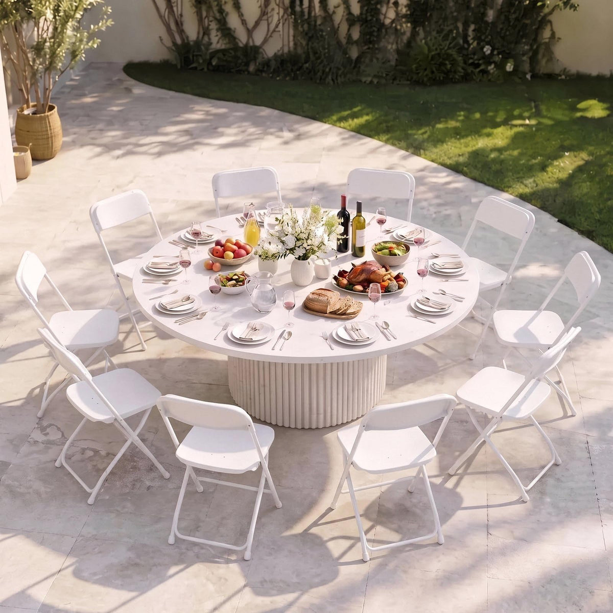 10 Pack White Plastic Folding Chair N628803