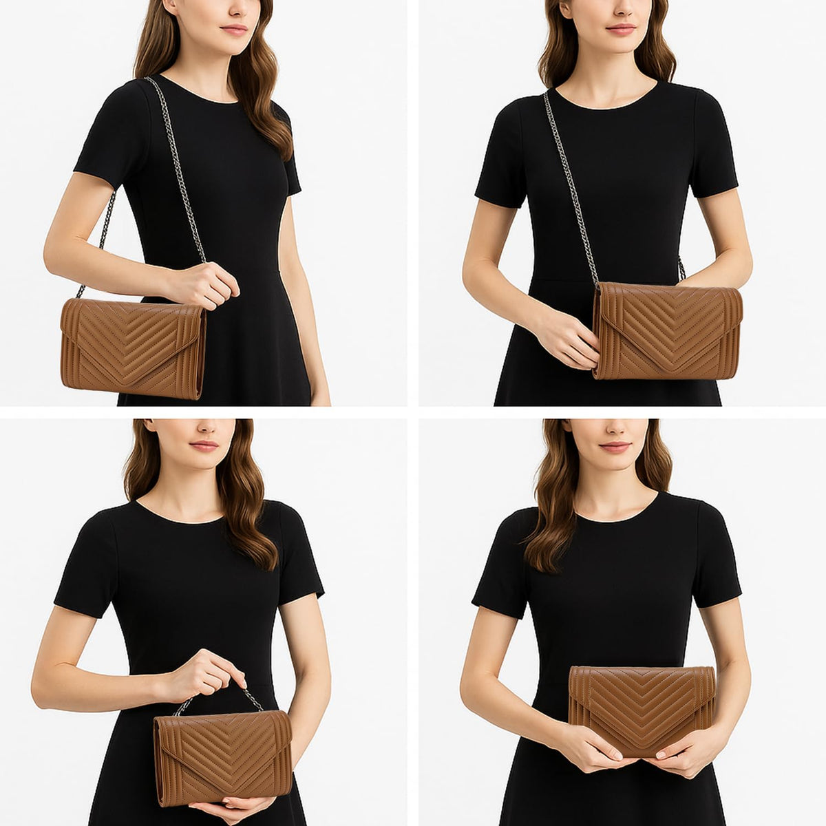 Small Leather Quilted Crossbody Bag with Chain Strap P2365
