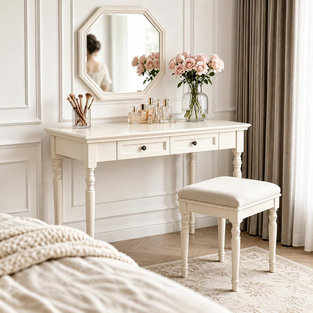 White Writing Desk with Drawers L7636