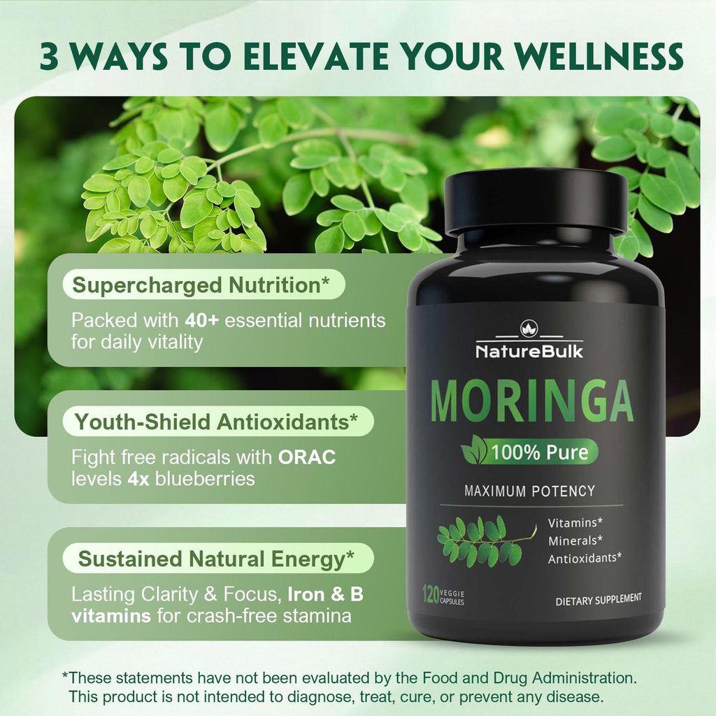 Moringa Oleifera Leaf Powder 880mg 120 Capsules F434
