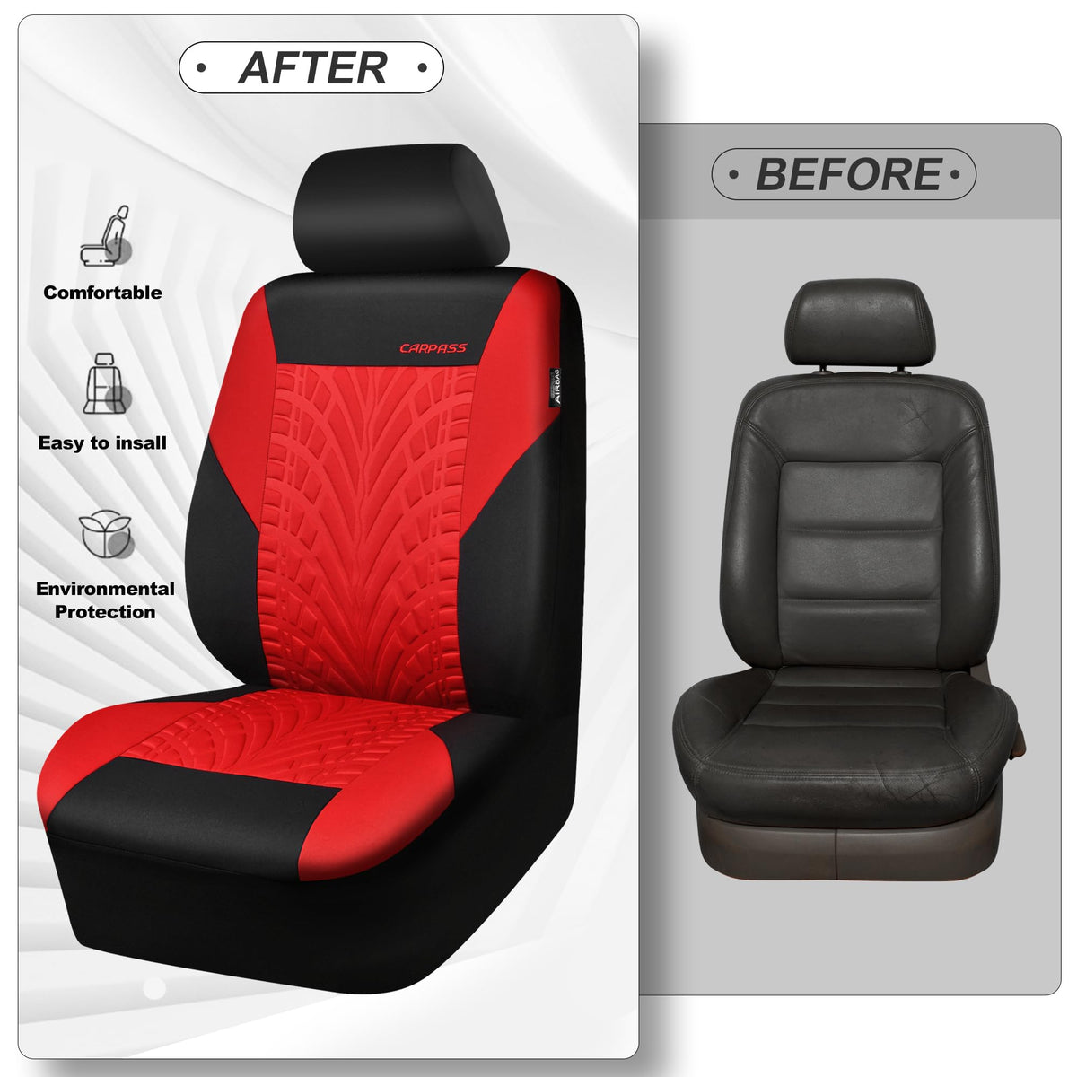 Car Seat Covers Full Sets Black Red H1486