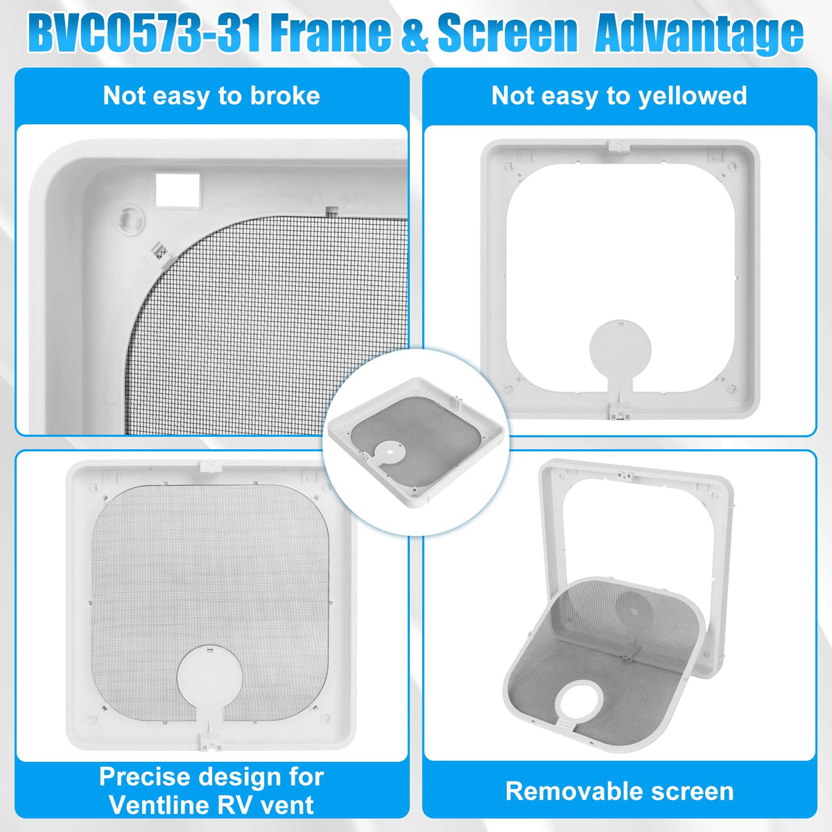 Birch White Roof Vent Frame Screen Replacement 13.5×13.5inch V612
