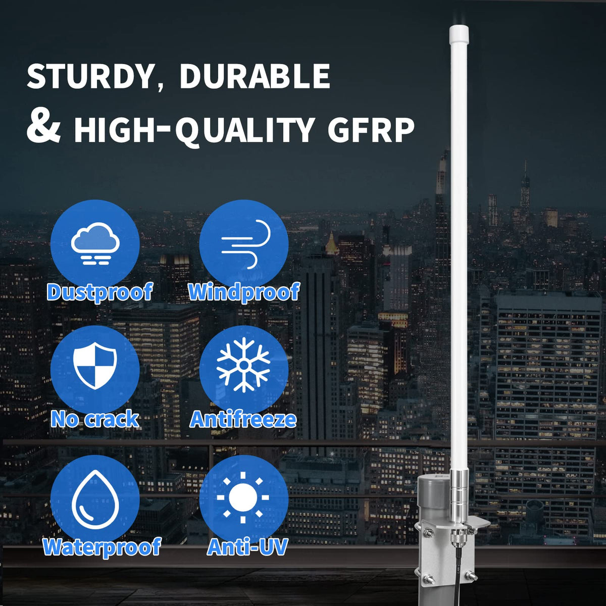 Waterproof 8dBi Omni-Directional Glass Fiber LoRaWan 915MHz Antenna with 5M Cable R370158