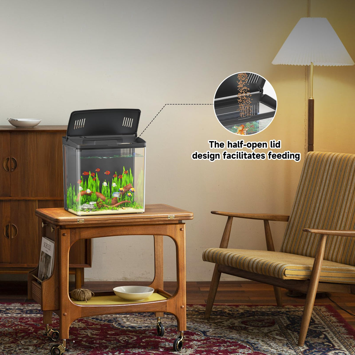 1 Gallon Acrylic Fish Tank Kit with Filter and Light L79413