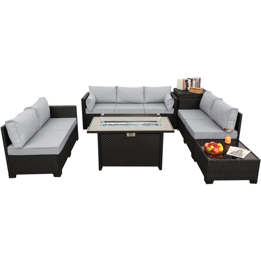 6 PCS Patio Furniture Set with Fire Table and Storage Box S79325