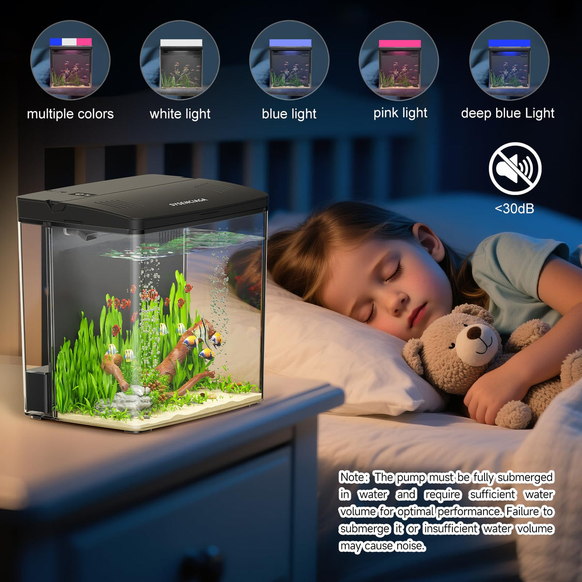 1 Gallon Acrylic Fish Tank Kit with Filter and Light L79413
