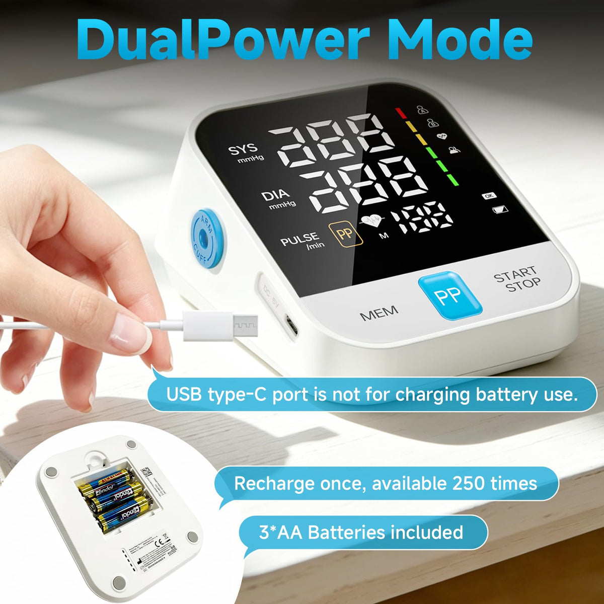 Automatic Upper Arm Blood Pressure Monitor with Large Cuff J430124