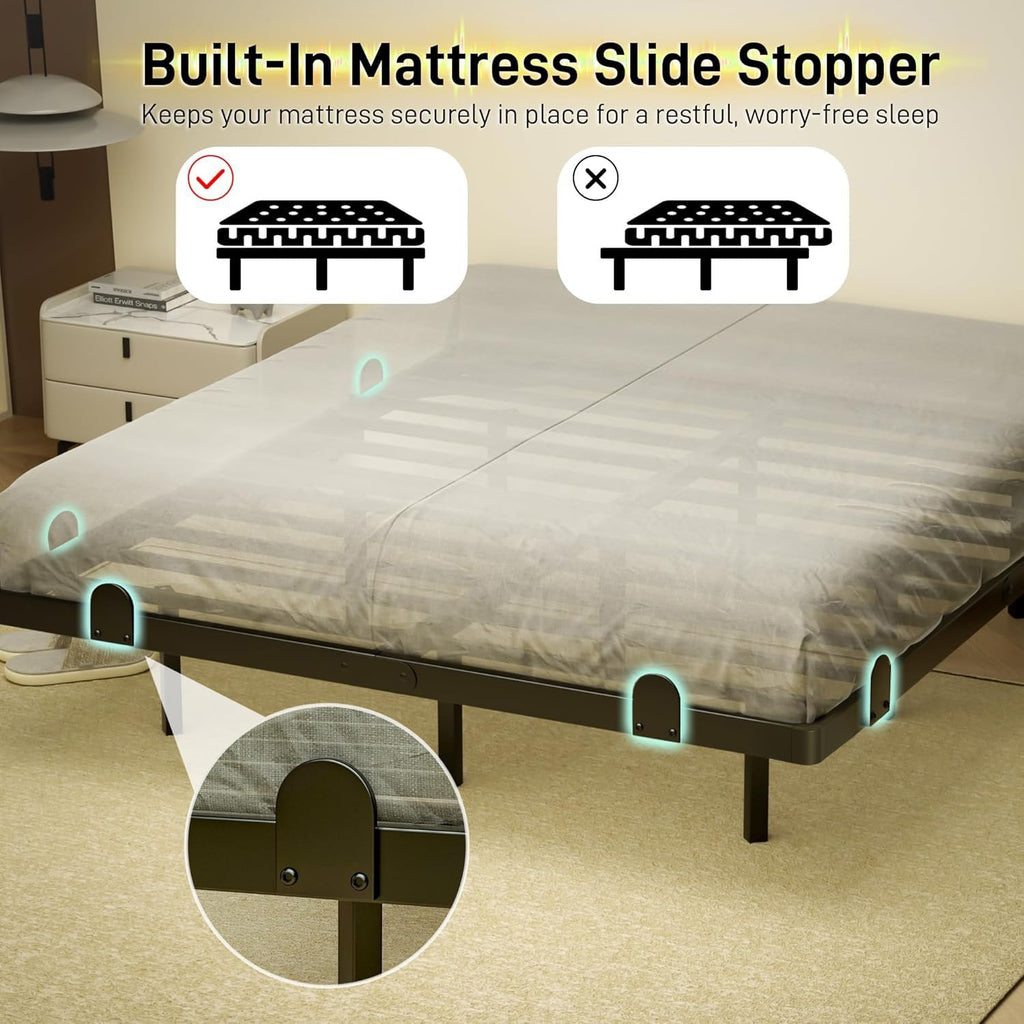 14 Inch Full Bed Frame with LED Lights and Charging Station D16550