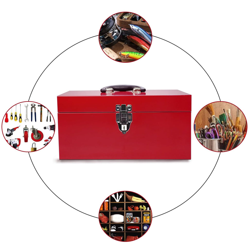 16" Small Metal Tool Box with Latch Closure U93175