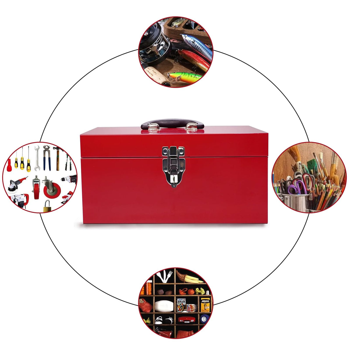 16" Small Metal Tool Box with Latch Closure U93175