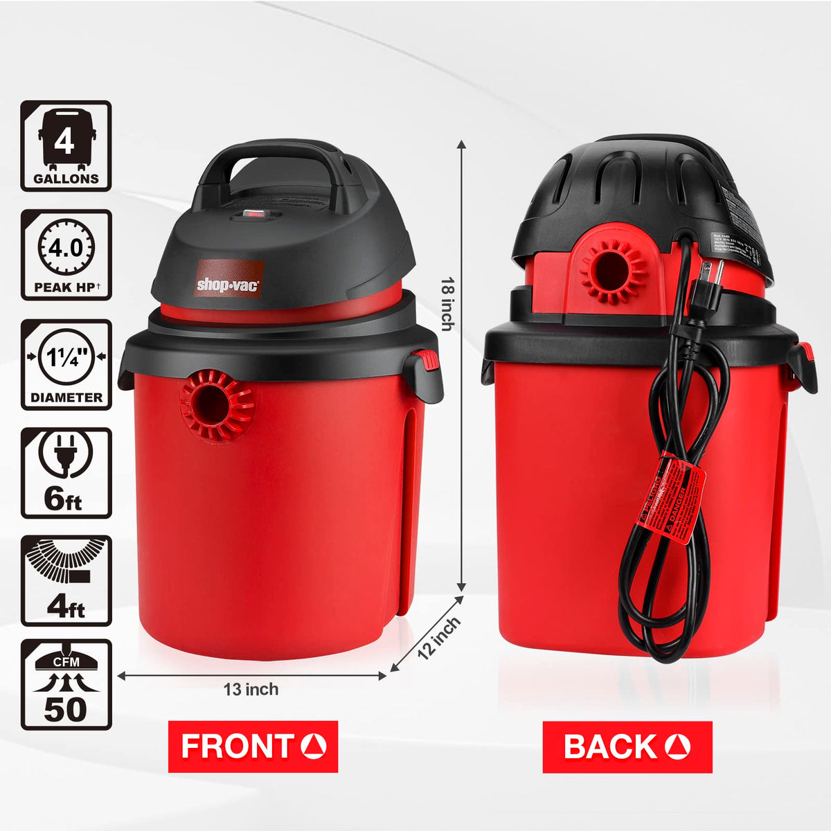 4 Gallon 4.0 Peak HP Wet/Dry Vacuum M576922