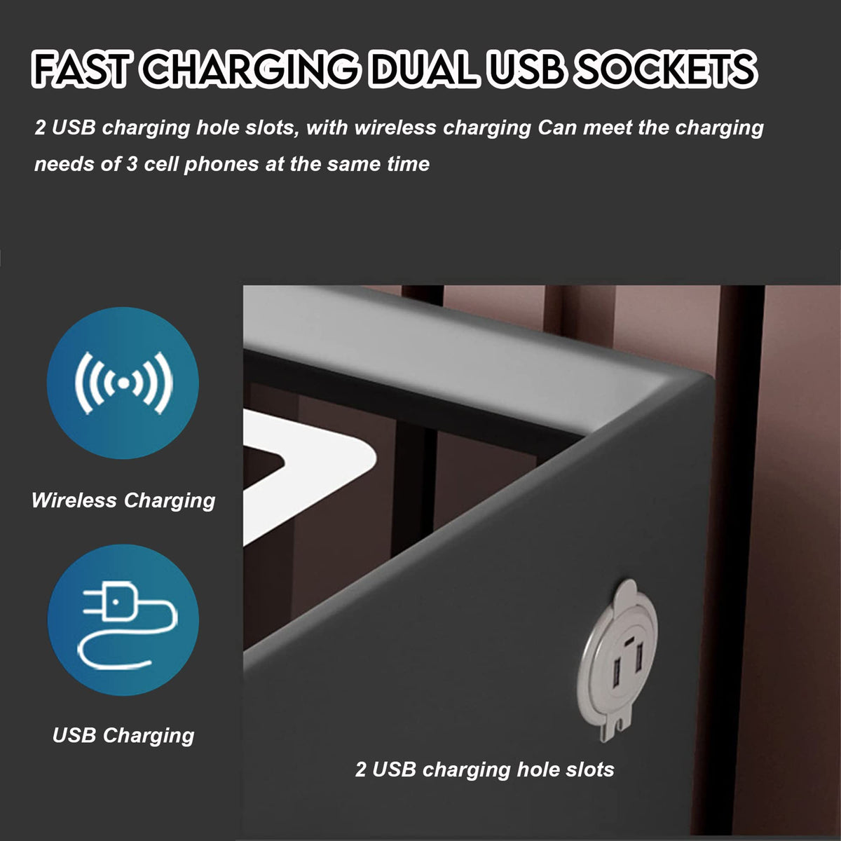 3-Color LED Nightstand with Wireless Charging Station and USB J2911