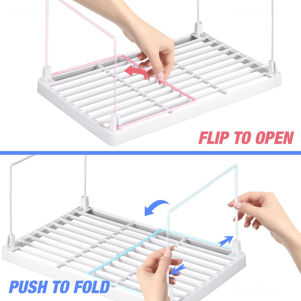 4-Pack Stackable Plastic Kitchen Storage Shelf Foldable Rack White E136866