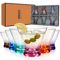 Multi Colored Stemless Martini Glasses Set of 6 R628