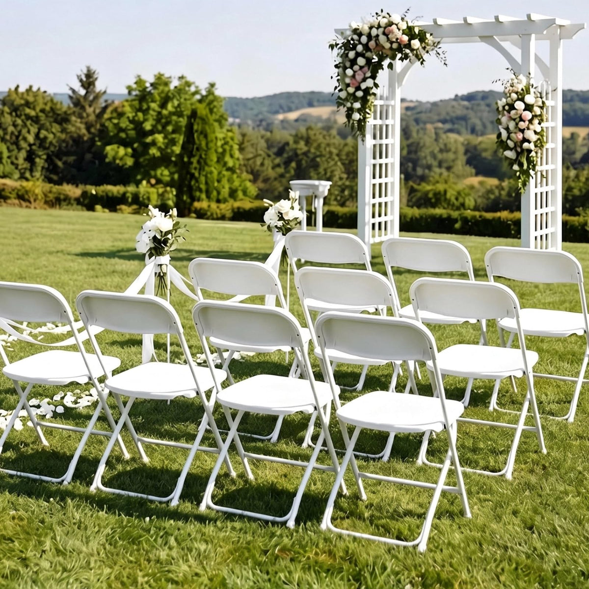 10 Pack White Plastic Folding Chair N628803