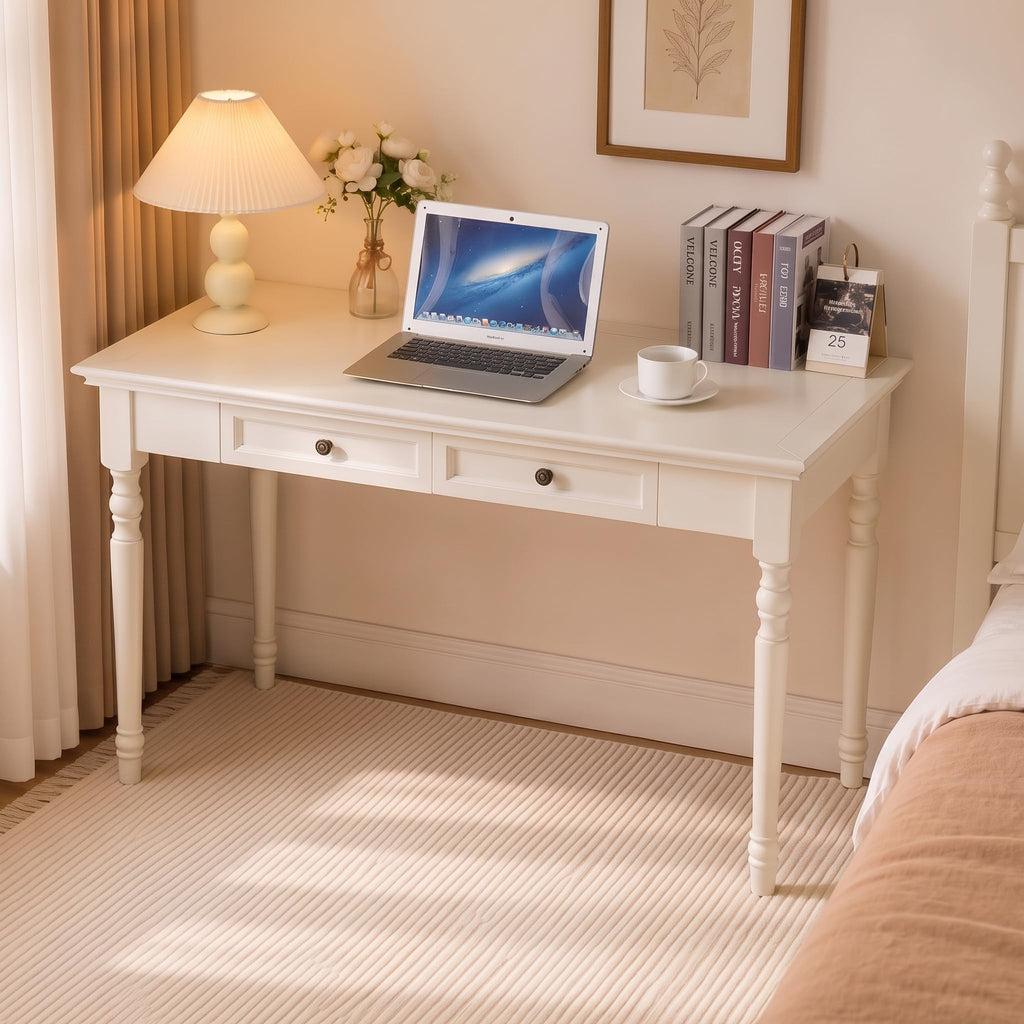 White Writing Desk with Drawers L7636