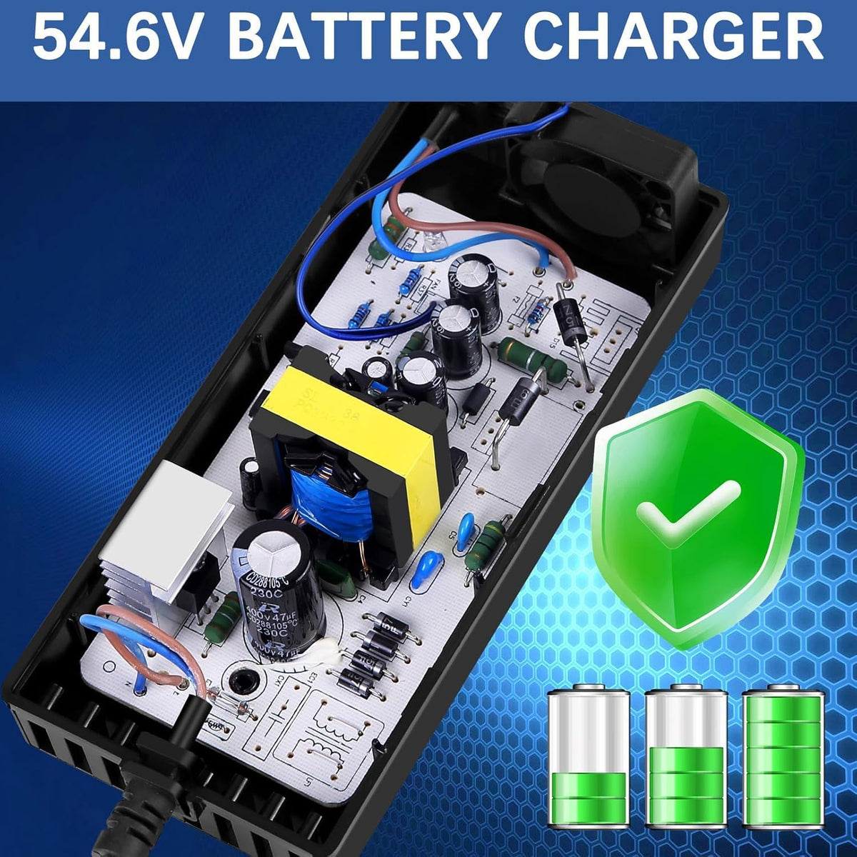 54.6V 2A 3 Prong Scooter Charger for 48V Lithium Battery Z533575