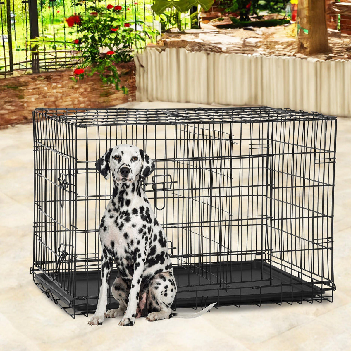 Black Foldable Metal Dog Crate T407
